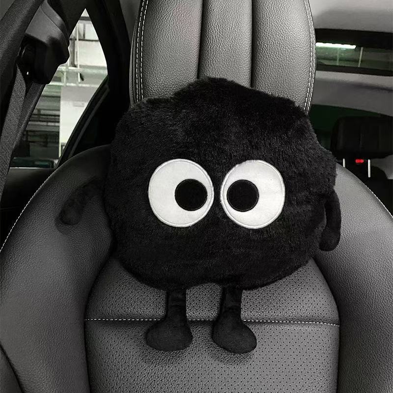 Big-Eye Coal Ball Car Headrest Pillow & Lumbar Pillow