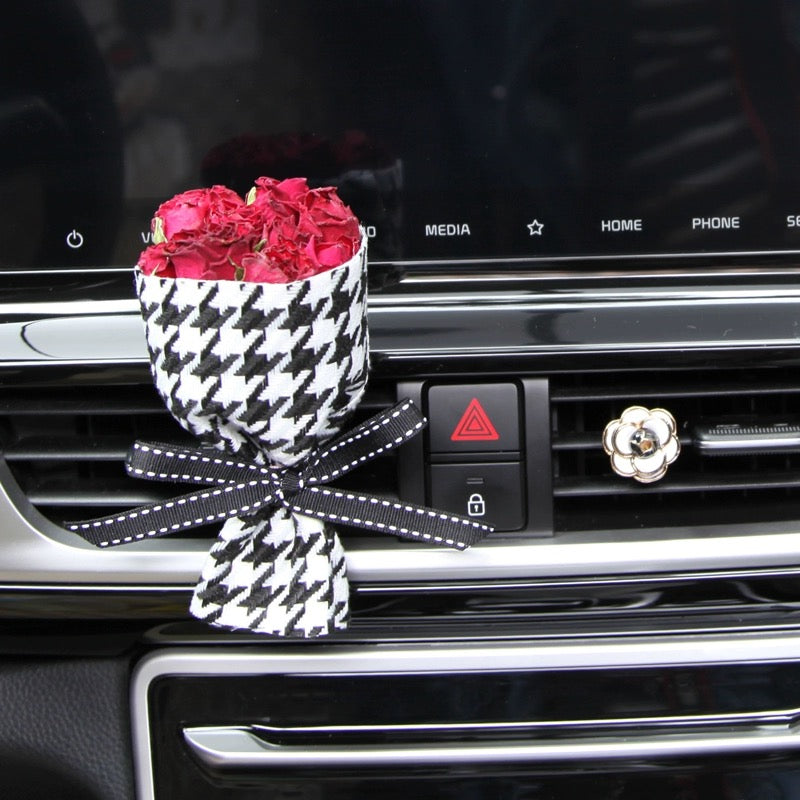 Red Rose Flower Bouquet Car Air Vent Decoration with Freshener DIY clip