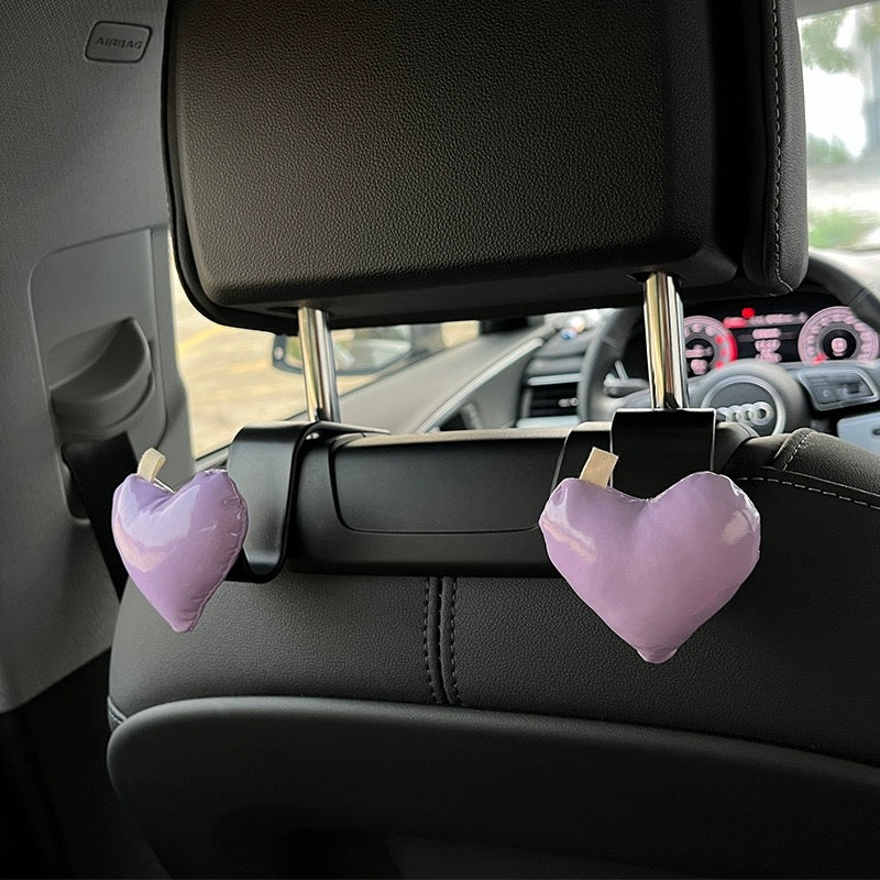 Hot Pink Heart Car Seat Hangers - Cute Car Decoration Hooks great for barbie lover