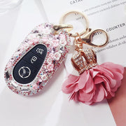 Mercedes-Benz Pink Rhinestones Key fob Cover