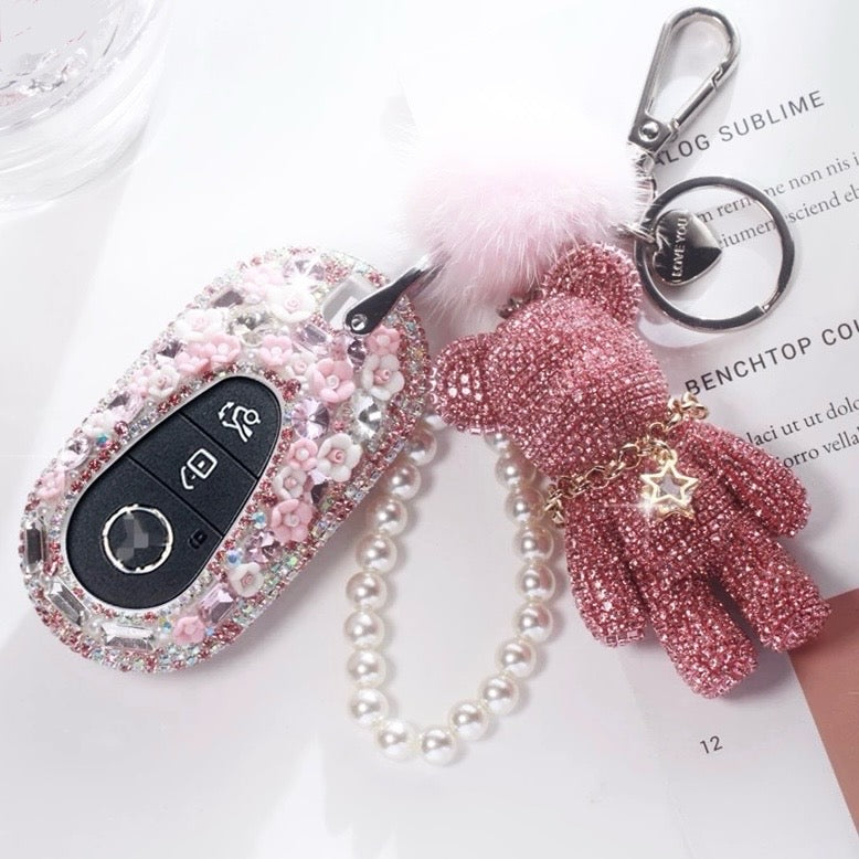 Mercedes-Benz Pink Rhinestones Key fob Cover