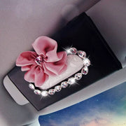 Car Sun Visor Organizer Tissue Bag with Rhinestones and Flower - Carsoda - 3