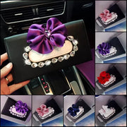 Car Sun Visor Organizer Tissue Bag with Rhinestones and Flower - Carsoda - 4