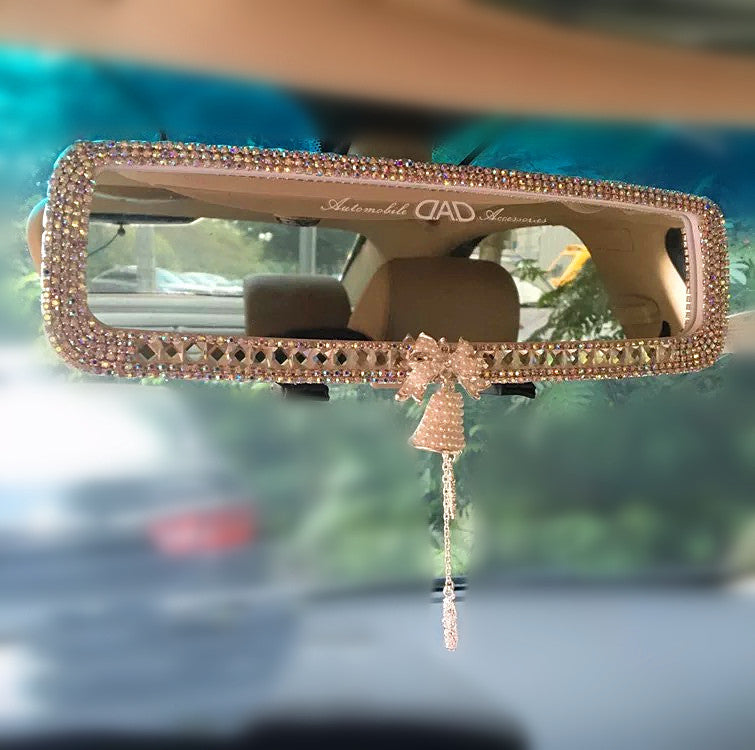 Bling Clip-on Chrome Rhinestone Car Rear View Mirror Cover - Bell and –  Carsoda