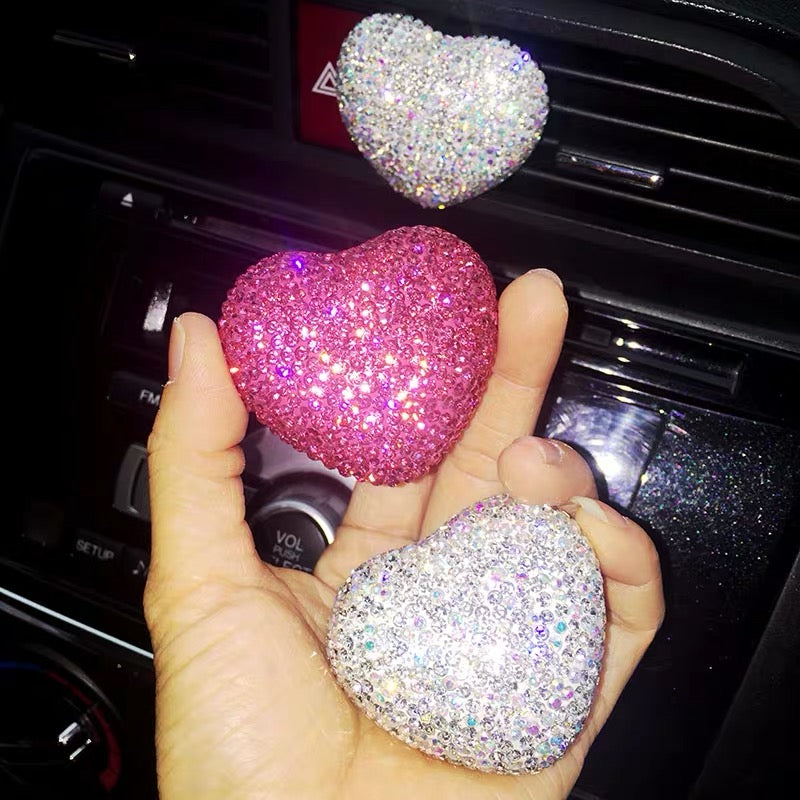 Silver Bling Heart Shaped Car Air Vent Crystal Rhinestones Decoration (1 piece)