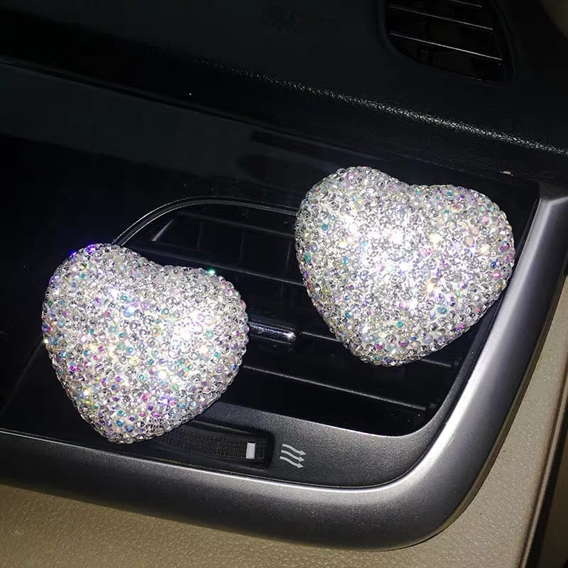 Silver Bling Heart Shaped Car Air Vent Crystal Rhinestones Decoration (1 piece)