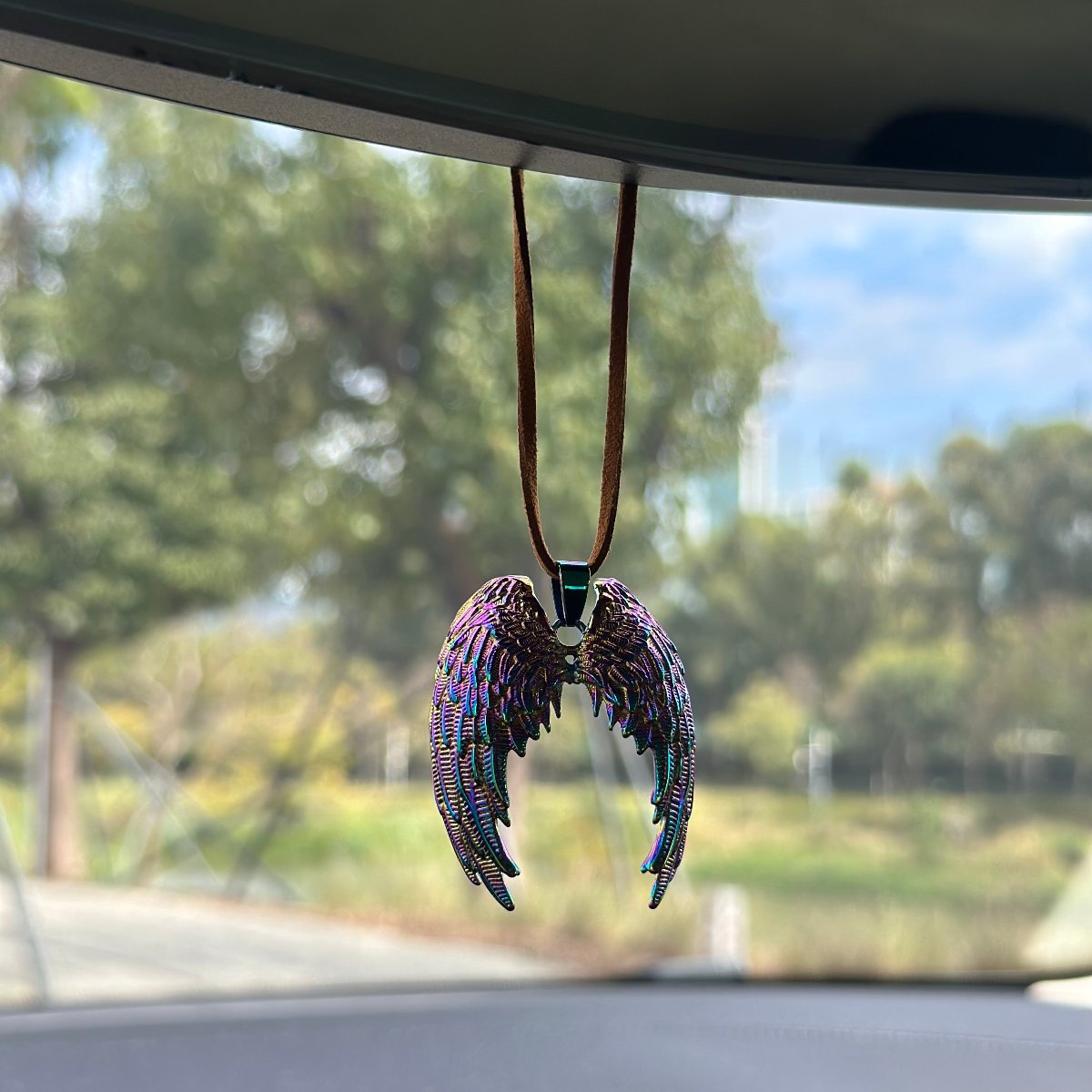 Angel wing rearview mirror pendant