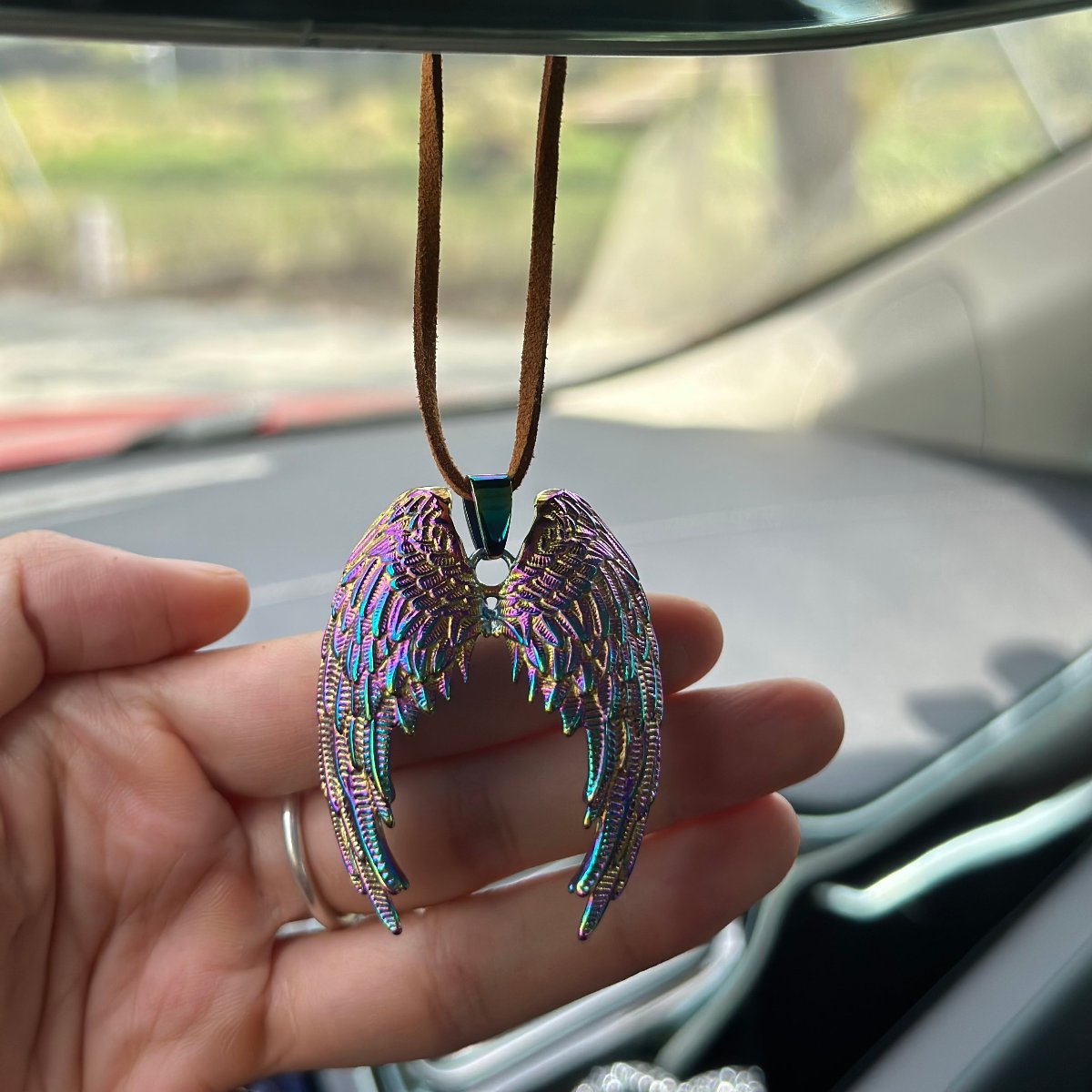 angel wing pendant for rearview mirror