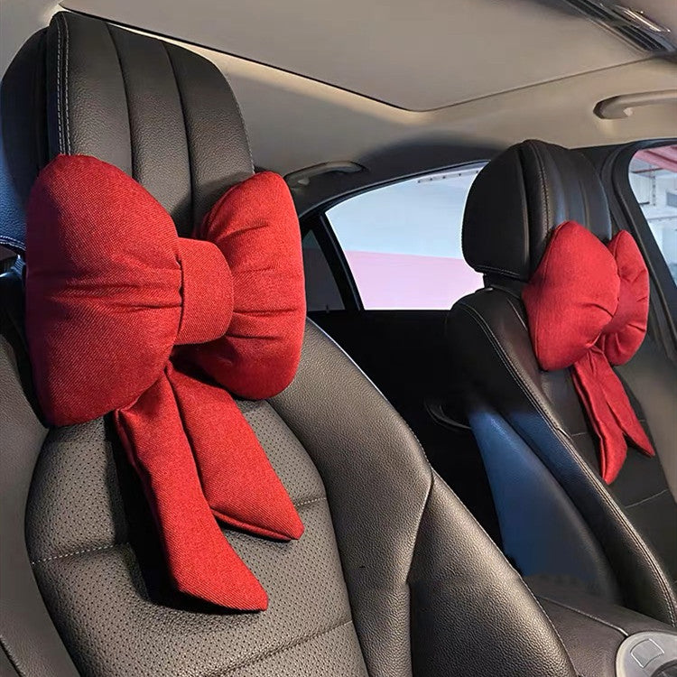 Red Big Bowtie Gift Bow Car Seat Headrest Pillow (red or black)