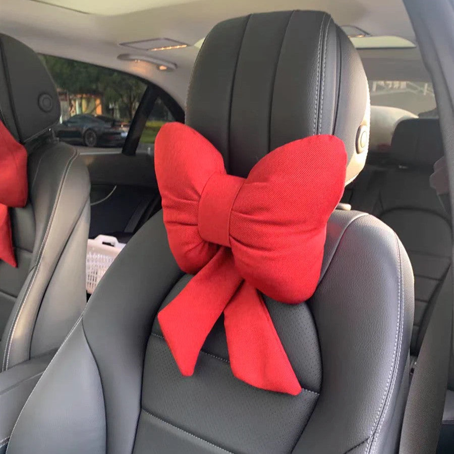 Red Big Bowtie Gift Bow Car Seat Headrest Pillow (red or black)