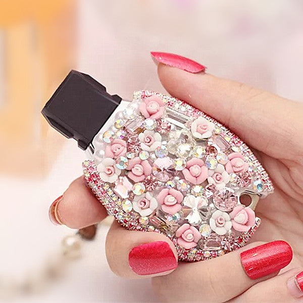 Pink Bling Car Key Holder with Rhinestones and flowers for BMW - Carsoda - 4