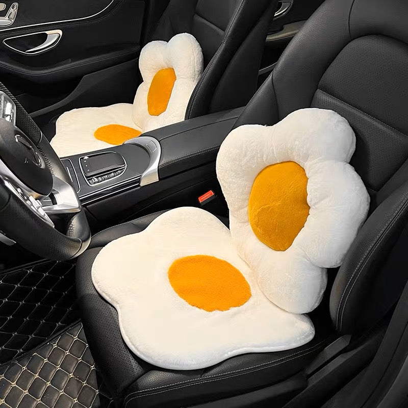 Fried Egg Car Plush Seat Cover Cushion Pad