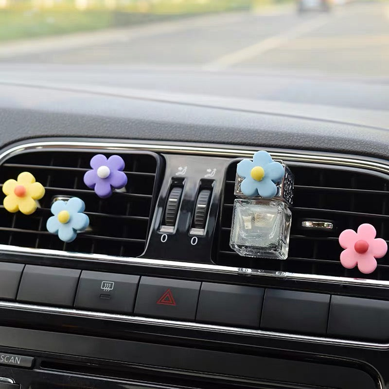 Set of 5 Flowers with a Perfume Bottle Daisy Car Air Vent Decoration with Fragnance DIY