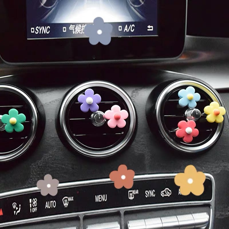 Set of 4 or 6 Colorful Flowers Car Air Vent Decoration with Freshener DIY clip