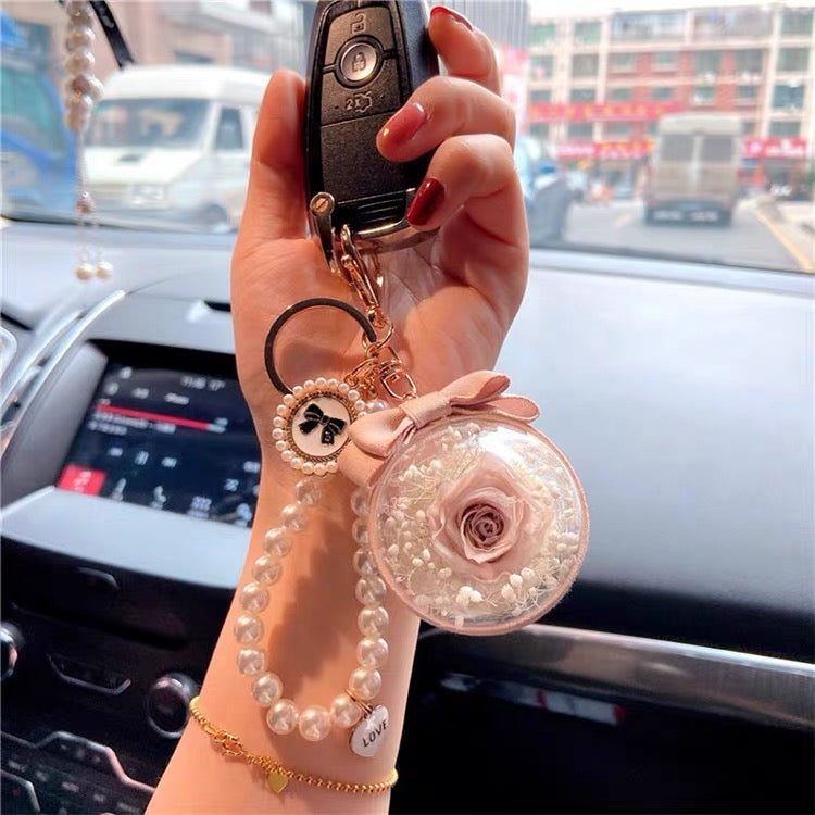 Flower Charm Keychain Customizable Key Ring Bag Accessory Car