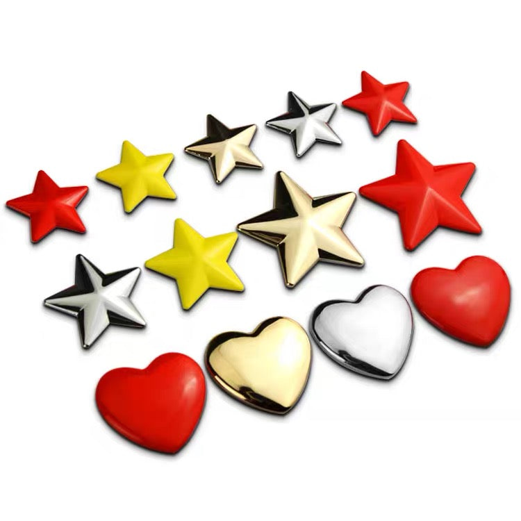 Star Heart Chrome Badge Emblem - Golden, Silver, Red