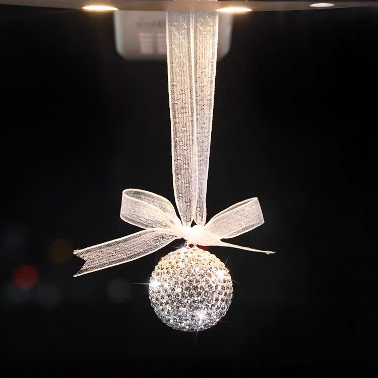 Car Mirror Hanging Charm-Crystal Bling Globe Ball - Carsoda