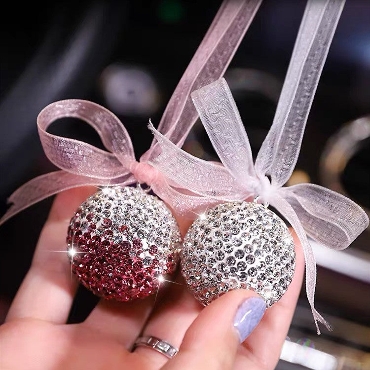 Car Mirror Hanging Charm-Crystal Bling Globe Ball - Carsoda