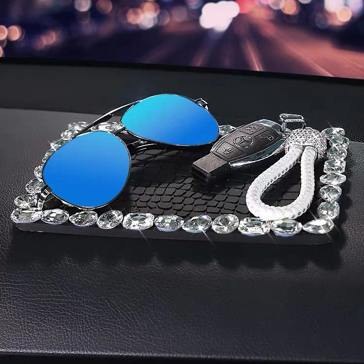 Bling Rhinestones Car Dashboard Anti-slippery Mat Mobile Phone Perfume Holder