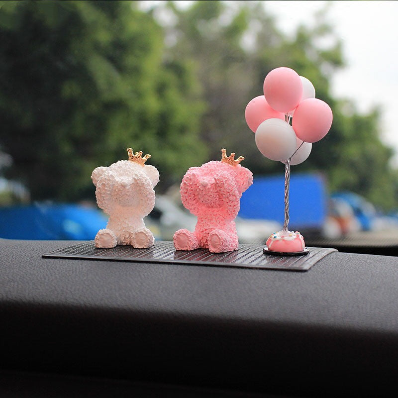 Bling Crown Bear Car Dashboard with Anti-slippery Mat Teddy