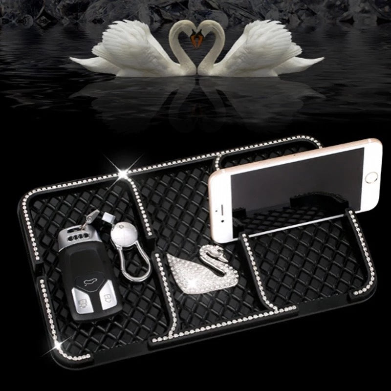 Car Dashboard iPhone Stand Anti-slippery Mat with Bling Swan