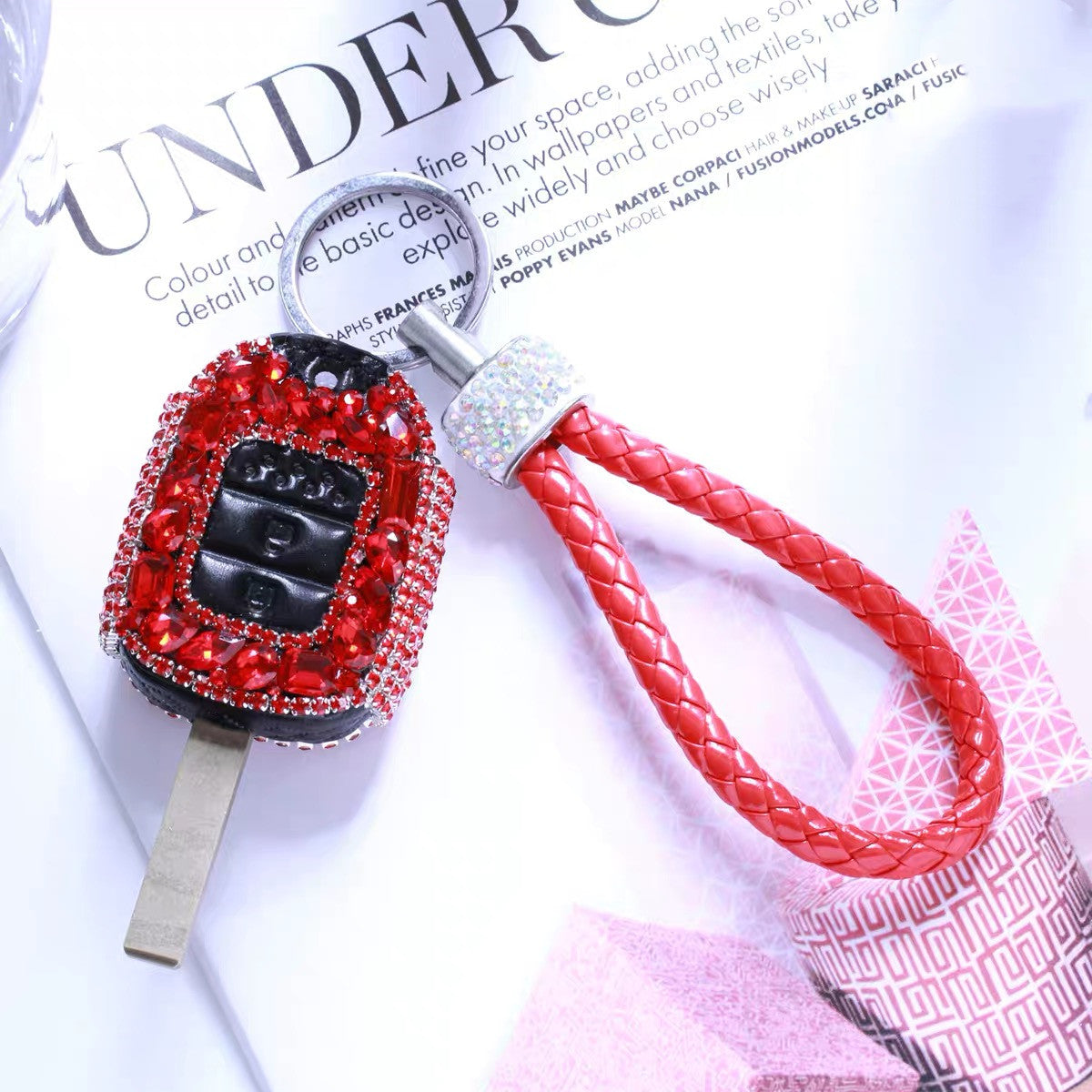 Red Rhinestones HONDA Bling Car Key FOB case for Fit Civic etc