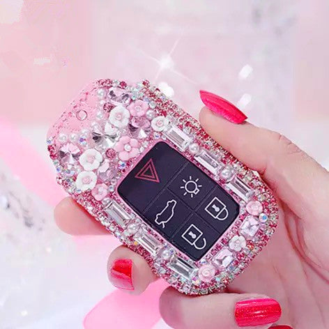 Bling Bedazzled Volvo Key FOB Cover with Rhinestones- Pink Rhinestones Key case for Volvo  v40/v90/s90/sx90