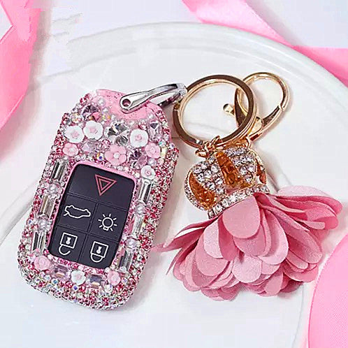 Bling Bedazzled Volvo Key FOB Cover with Rhinestones- Pink Rhinestones Key case for Volvo  v40/v90/s90/sx90