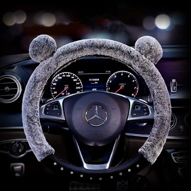 Fluffy Warm Soft Non-slip Steering Wheel Cover Mouse Ear Shape