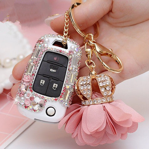 Bling Car Key Holder with Rhinestones for Chevy Buick GL8 - Pink