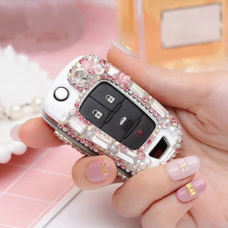 Bling Car Key Holder with Rhinestones for Chevy Buick GL8 - Pink