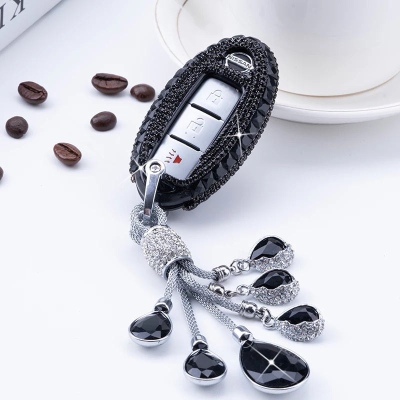 Infiniti/Nissan Bling key FOB Holder with Rhinestones Crystals - Black