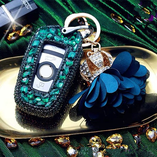 Emerald Green Bling Car Key Holder with Rhinestones for BMW – Carsoda