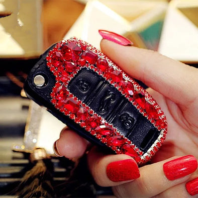 Hot Red Bling Car Key Holder with Rhinestones for Audi Q3 tt A3 A6