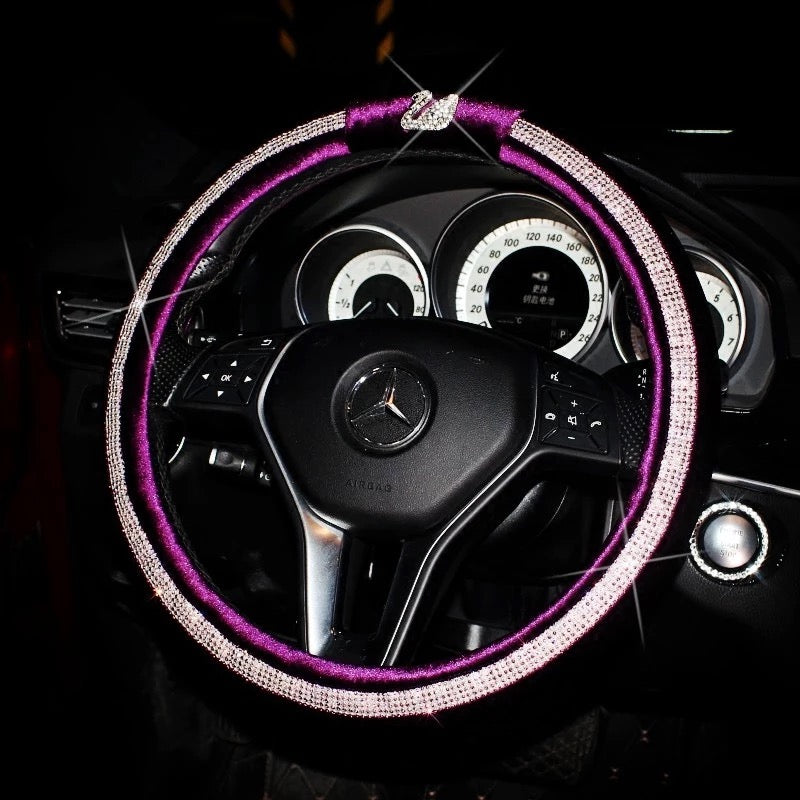 Bedazzled Steering Wheel Cover with Bling Swan