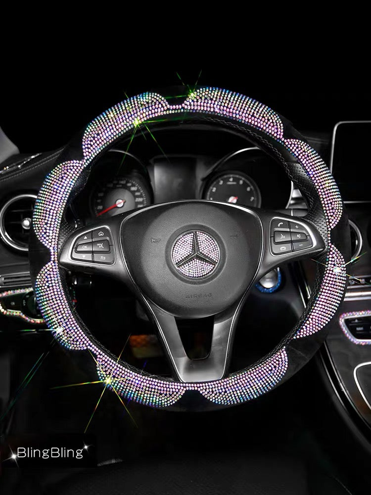 Flower Bling Bedazzled Steering Wheel Cover with Rhinestones