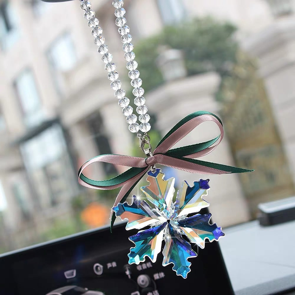 Crystal Hanging Car Charm Mirror Ornaments-Bling Snowflake Pendant