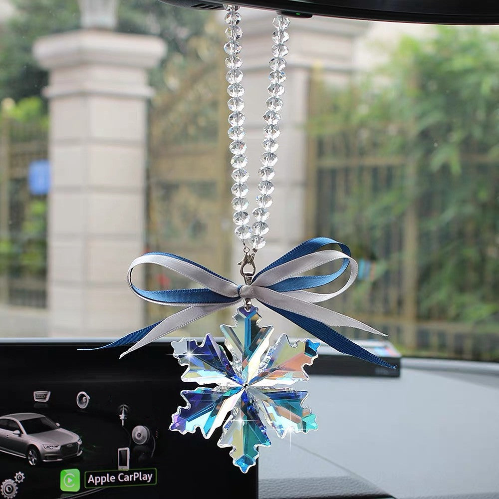 Crystal Hanging Car Charm Mirror Ornaments-Bling Snowflake Pendant