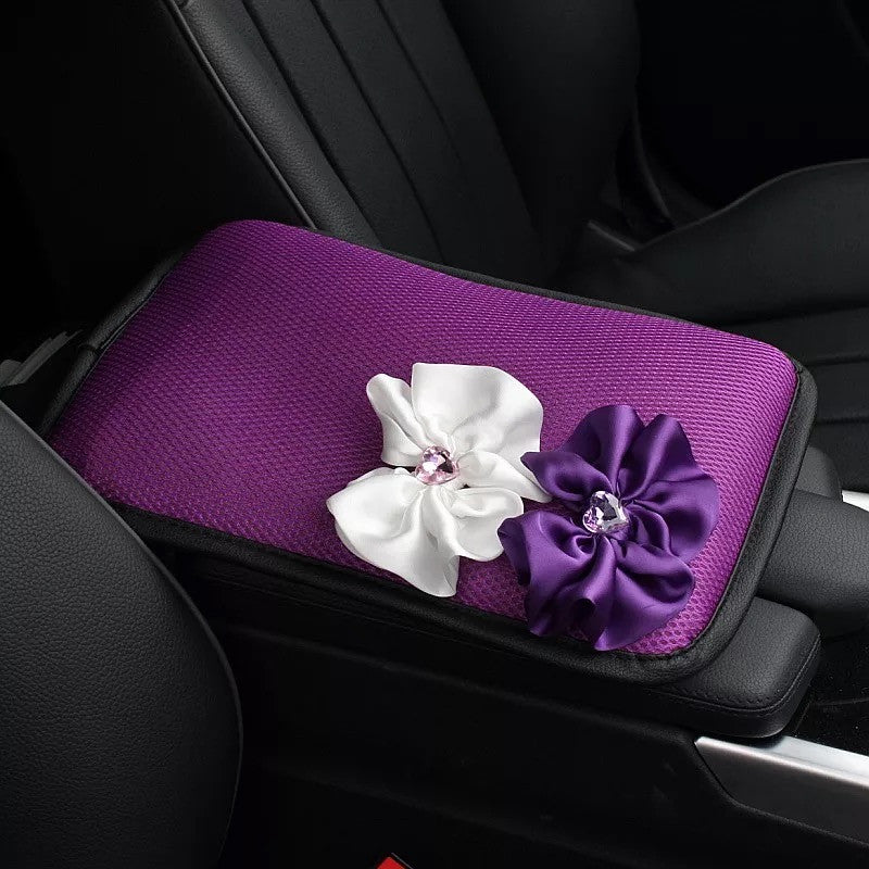 Purple Bling Car Center Console Cover with Pink and Purple Chiffon Flo –  Carsoda