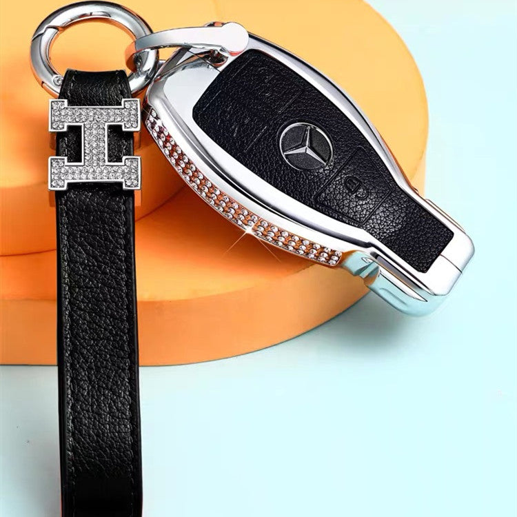 Mercedes Benz GLA GLE GLC C200 GLK CLA E C S Class Car Key FOB with H Rhinestones - Orange Black Pink