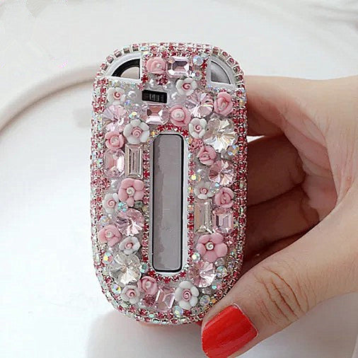 Bling JEEP Dodge Opened back Key FOB Cover with Rhinestones- only for 2016 Jeep -Pink/Purple