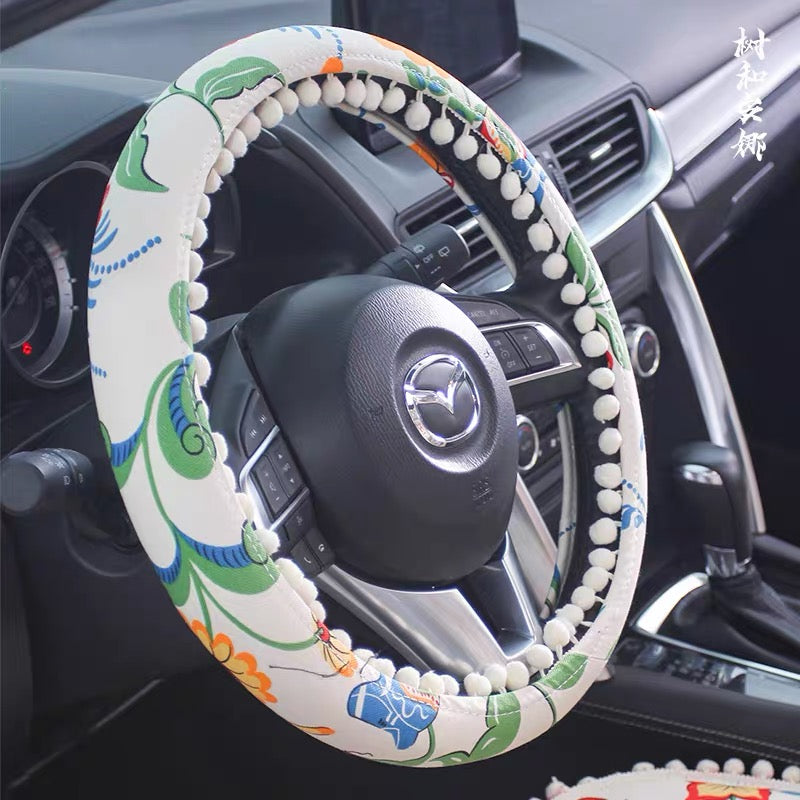 LedBack Boho Style Hippie Mandala Elephant Steering Wheel Cover for Women 2  Pieces Car Cup Holder Coaster 1PCS Keyring Car Accessories Set : :  Car & Motorbike