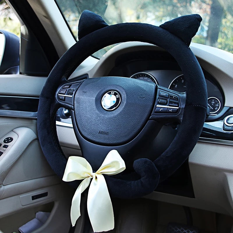 Cat Kitten Steering Wheel Cover with Ears Tails and bow