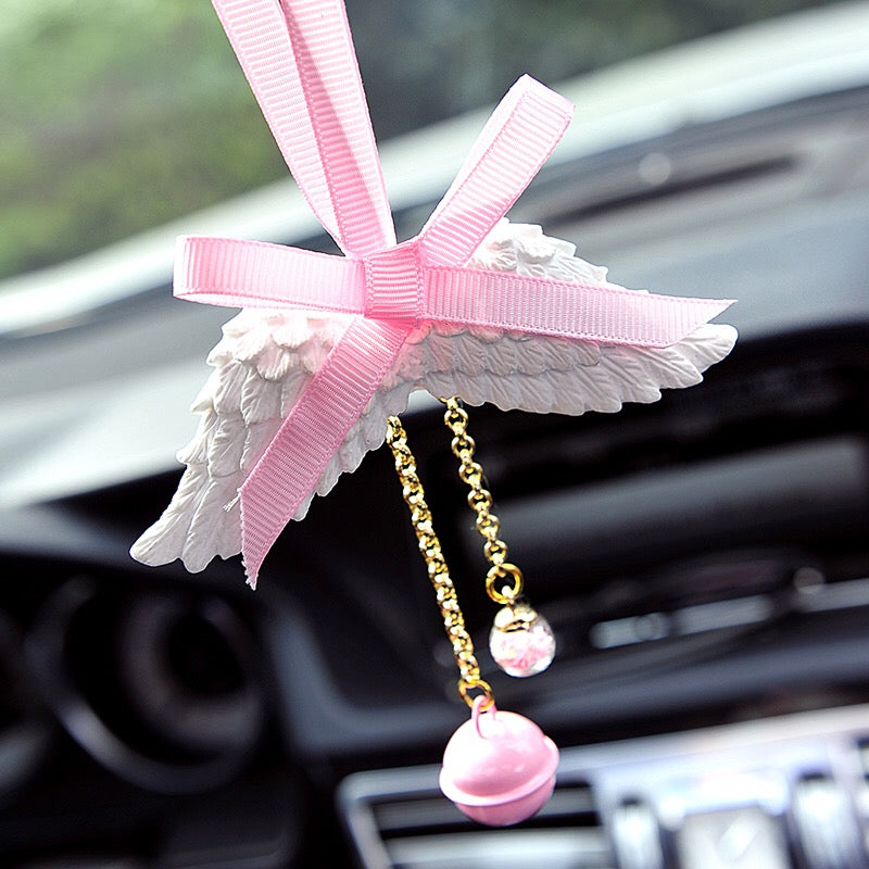 Bling Mirror Charm - Angel Wing and Pink bow Ornaments Pendant – Carsoda