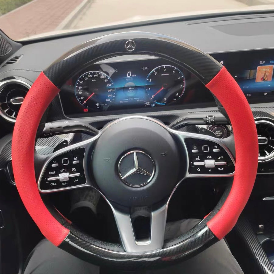 Carbon Fiber and Leather Steering wheel cover for Mercedes Benz