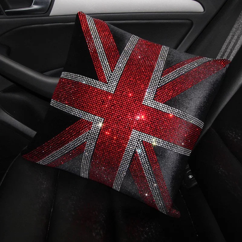 Bling Union Jack Headrest Pillow for Cars