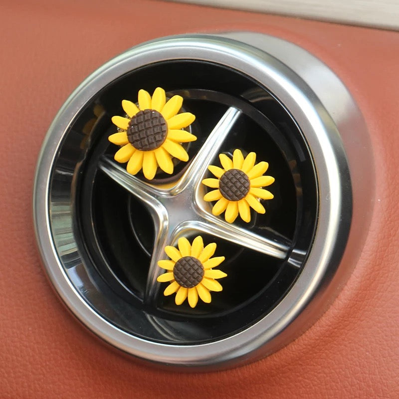 Set of 3 Sunflowers Car Air Vent Decoration with Freshener DIY clip