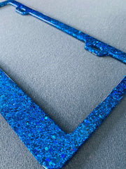 Blue Sparkle Holographic Glitter Blue License Plate Frame