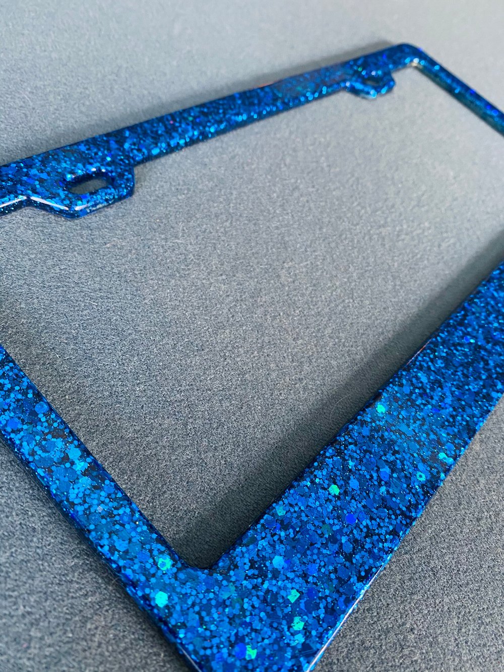 Blue Sparkle Holographic Glitter Blue License Plate Frame