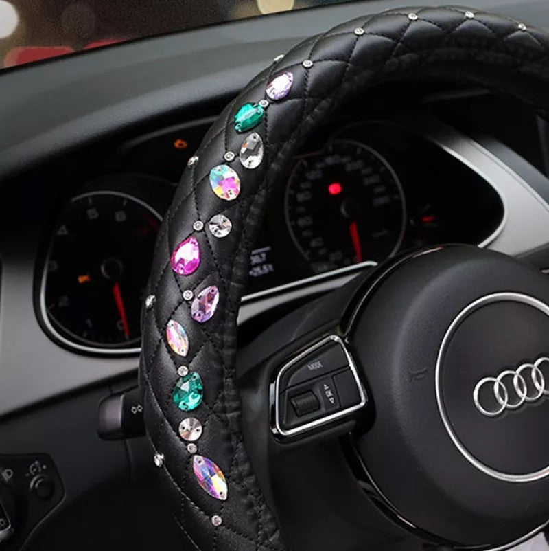 Cute Steering wheel cover with Rhinestones